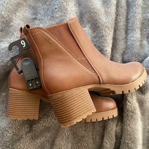Brown heeled booties